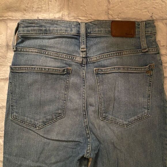 Madewell women 26 cotton blend ripped classic straight blue jeans - Picture 7 of 12
